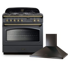 Rangemaster CLAS90FXDFFSL/B 90cm Dual Fuel Range Cooker Classic FX Slate / Brass, A Rated