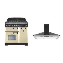 Rangemaster CDL90DFFCR/C 90cm Dual Fuel Range Cooker Classic Deluxe Cream / Chrome, A Rated