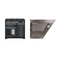 Rangemaster EDL100DFFSL/C 100cm Dual Fuel Range Cooker Encore Deluxe Slate / Chrome, A Rated
