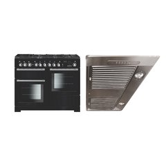 Rangemaster EDL110DFFBL/C 110cm Dual Fuel Range Cooker Encore Deluxe Black / Chrome, A Rated