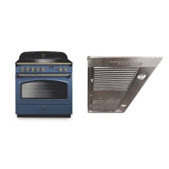 Rangemaster CLAS90FXEISB/B 90cm Induction Range Cooker Classic FX Stone Blue / Brass, A Rated