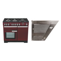 Rangemaster PDL100DFFCY/C 100cm Dual Fuel Range Cooker Professional Deluxe Cranberry / Chrome, A Rated