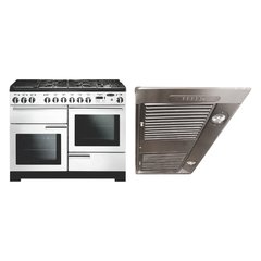 Rangemaster PDL110DFFWH/C 110cm Dual Fuel Range Cooker Professional Deluxe White / Chrome, A Rated