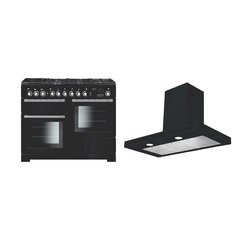 Rangemaster EDL110DFFBL/C 110cm Dual Fuel Range Cooker Encore Deluxe Black / Chrome, A Rated