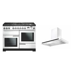 Rangemaster PDL110DFFWH/C 110cm Dual Fuel Range Cooker Professional Deluxe White / Chrome, A Rated