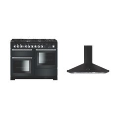 Rangemaster EDL110DFFSL/C 110cm Dual Fuel Range Cooker Encore Deluxe Slate / Chrome, A Rated