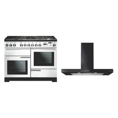 Rangemaster PDL110DFFWH/C 110cm Dual Fuel Range Cooker Professional Deluxe White / Chrome, A Rated