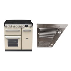 Rangemaster ESDL90DFPPCR/CM1 90cm Dual Fuel Range Cooker Estel Deluxe Pale Cream / Chrome, A Rated