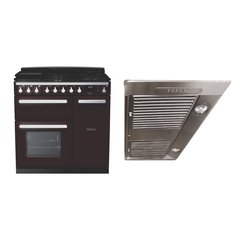 Rangemaster ESDL90DFPBOR/CM1 90cm Dual Fuel Range Cooker Estel Deluxe Bordeaux / Chrome, A Rated