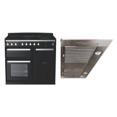 Rangemaster ESDL100DFPGBL/CM1 100cm Dual Fuel Range Cooker Estel Deluxe Black / Chrome, A Rated