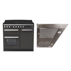 Rangemaster ESDL100DFPSLT/CM1 100cm Dual Fuel Range Cooker Estel Deluxe Slate / Chrome, A Rated