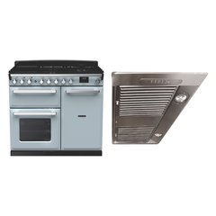 Rangemaster ESDL100DFPMSB/CM1 100cm Dual Fuel Range Cooker Estel Deluxe Misty Blue / Chrome, A Rated