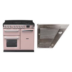 Rangemaster ESDL100DFPPPK/CM1 100cm Dual Fuel Range Cooker Estel Deluxe Pale Pink / Chrome, A Rated