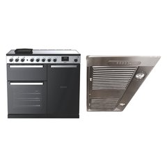 Rangemaster EDDL100EIGBLK/CM1 100cm Induction Range Cooker Edge Deluxe Black Glass / Chrome, A Rated