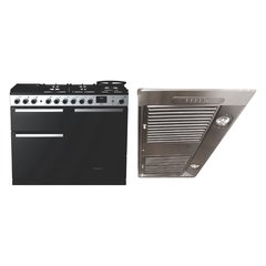 Rangemaster EDDLO110DFGBLK/CM1 110cm Dual Fuel Range Cooker Edge Deluxe Black Glass / Chrome, A Rated
