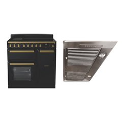 Rangemaster ESDL90EIPGBL/AB1 90cm Induction Range Cooker Estel Deluxe Black / Antique Brass, A Rated