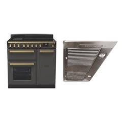 Rangemaster ESDL90EIPSLT/AB1 90cm Induction Range Cooker Estel Deluxe Slate / Antique Brass, A Rated