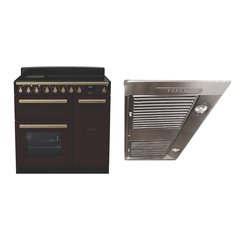 Rangemaster ESDL90EIPBOR/AB1 90cm Induction Range Cooker Estel Deluxe Bordeaux / Antique Brass, A Rated