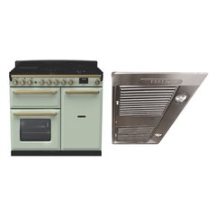 Rangemaster ESDL100DFPMNT/AB1 100cm Dual Fuel Range Cooker Estel Deluxe Mint / Antique Brass, A Rated