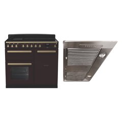 Rangemaster ESDL100EIPBOR/AB1 100cm Induction Range Cooker Estel Deluxe Bordeaux / Antique Brass, A Rated