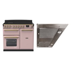 Rangemaster ESDL100EIPPPK/AB1 100cm Induction Range Cooker Estel Deluxe Pale Pink / Antique Brass, A Rated