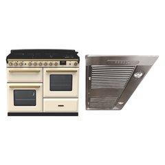 Rangemaster ESDLO110DFPPCR/AB1 110cm Dual Fuel Range Cooker Estel Deluxe Pale Cream / Antique Brass, A Rated