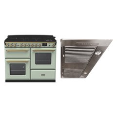 Rangemaster ESDLO110DFPMNT/AB1 110cm Dual Fuel Range Cooker Estel Deluxe Mint / Antique Brass, A Rated