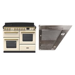 Rangemaster ESDLO110EIPPCR/AB1 110cm Induction Range Cooker Estel Deluxe Pale Cream / Antique Brass, A Rated