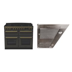 Rangemaster ESDLB110DFPSLT/AB1 110cm Dual Fuel Range Cooker Estel Deluxe Slate / Antique Brass, A Rated