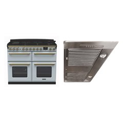 Rangemaster ESDLB110DFPMSB/AB1 110cm Dual Fuel Range Cooker Estel Deluxe Misty Blue / Antique Brass, A Rated