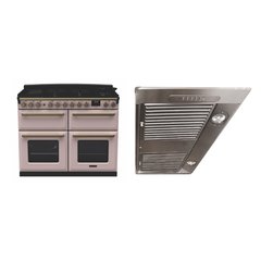 Rangemaster ESDLB110DFPPPK/AB1 110cm Dual Fuel Range Cooker Estel Deluxe Pale Pink / Antique Brass, A Rated