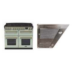 Rangemaster ESDLB110DFPMNT/AB1 110cm Dual Fuel Range Cooker Estel Deluxe Mint / Antique Brass, A Rated