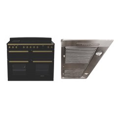 Rangemaster ESDLB110EIPGBL/AB1 110cm Induction Range Cooker Estel Deluxe Black / Antique Brass, A Rated
