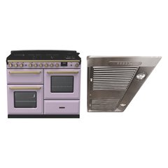 Rangemaster ESDLO110DFPHTH/AB1 110cm Dual Fuel Range Cooker Estel Deluxe Heather / Antique Brass, A Rated