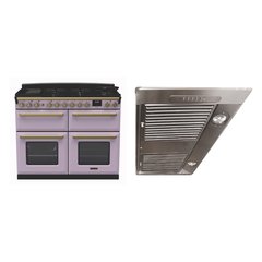 Rangemaster ESDLB110DFPHTH/AB1 110cm Dual Fuel Range Cooker Estel Deluxe Heather / Antique Brass, A Rated