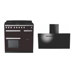 Rangemaster ESDL90DFPBOR/CM1 90cm Dual Fuel Range Cooker Estel Deluxe Bordeaux / Chrome, A Rated