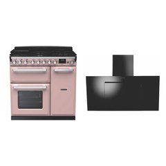 Rangemaster ESDL90DFPPPK/CM1 90cm Dual Fuel Range Cooker Estel Deluxe Pale Pink / Chrome, A Rated
