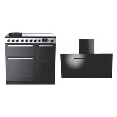 Rangemaster EDDL90EIGBLK/CM1 90cm Induction Range Cooker Edge Deluxe Black Glass / Chrome, A Rated