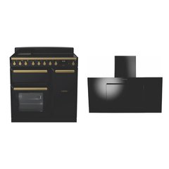 Rangemaster ESDL90EIPGBL/AB1 90cm Induction Range Cooker Estel Deluxe Black / Antique Brass, A Rated