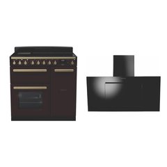 Rangemaster ESDL90EIPBOR/AB1 90cm Induction Range Cooker Estel Deluxe Bordeaux / Antique Brass, A Rated