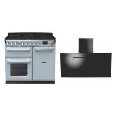 Rangemaster ESDL100DFPMSB/CM1 100cm Dual Fuel Range Cooker Estel Deluxe Misty Blue / Chrome, A Rated