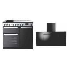 Rangemaster EDDL100EIGBLK/CM1 100cm Induction Range Cooker Edge Deluxe Black Glass / Chrome, A Rated