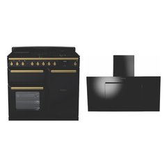 Rangemaster ESDL100DFPGBL/AB1 100cm Dual Fuel Range Cooker Estel Deluxe Black / Antique Brass, A Rated