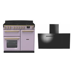 Rangemaster ESDL100DFPHTH/AB1 100cm Dual Fuel Range Cooker Estel Deluxe Heather / Antique Brass, A Rated