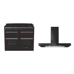 Rangemaster ESDLB110DFPBOR/CM1 110cm Dual Fuel Range Cooker Estel Deluxe Bordeaux / Chrome, A Rated