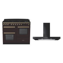 Rangemaster ESDLO110DFPBOR/AB1 110cm Dual Fuel Range Cooker Estel Deluxe Bordeaux / Antique Brass, A Rated