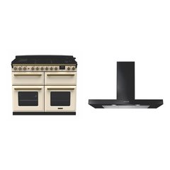 Rangemaster ESDLB110DFPPCR/AB1 110cm Dual Fuel Range Cooker Estel Deluxe Pale Cream / Antique Brass, A Rated