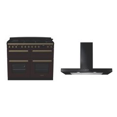 Rangemaster ESDLB110DFPBOR/AB1 110cm Dual Fuel Range Cooker Estel Deluxe Bordeaux / Antique Brass, A Rated