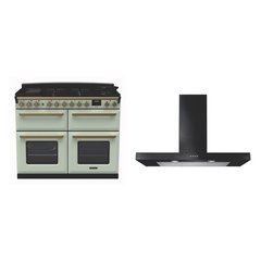 Rangemaster ESDLB110DFPMNT/AB1 110cm Dual Fuel Range Cooker Estel Deluxe Mint / Antique Brass, A Rated