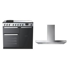 Rangemaster EDDL100EIGBLK/CM1 100cm Induction Range Cooker Edge Deluxe Black Glass / Chrome, A Rated